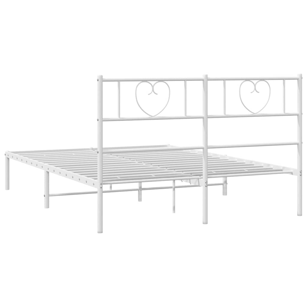 Cadre de lit métal sans matelas et tête de lit blanc 150x200 cm - XIOS