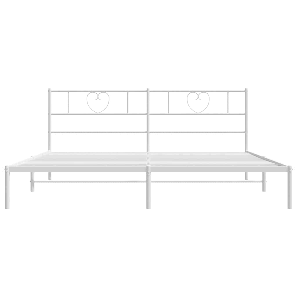 Cadre de lit métal sans matelas et tête de lit blanc 180x200 cm - XIOS