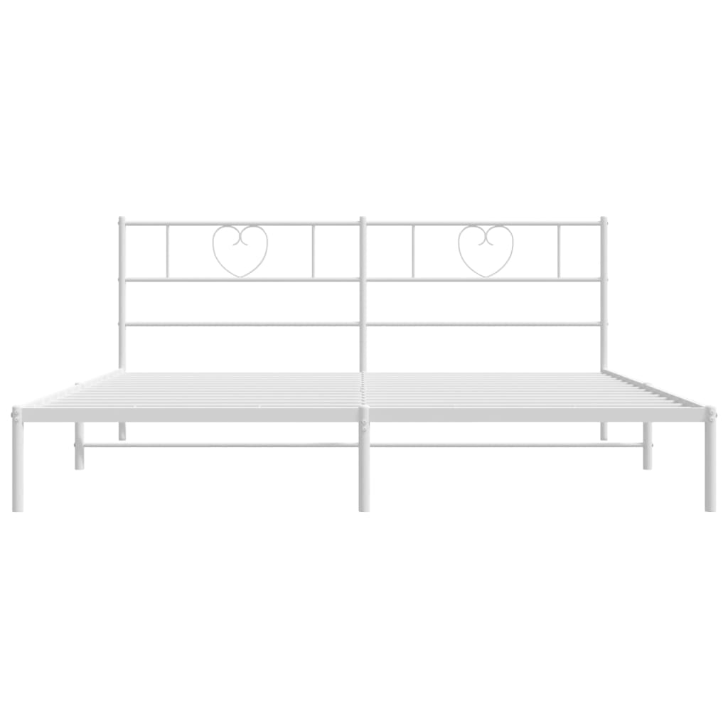 Cadre de lit métal sans matelas et tête de lit blanc 200x200 cm - XIOS