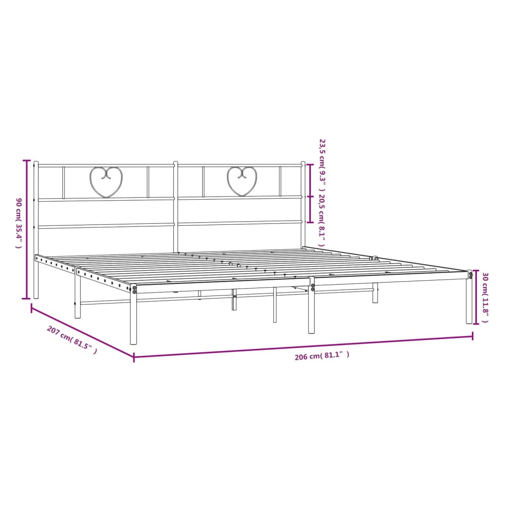 Cadre de lit métal sans matelas et tête de lit blanc 200x200 cm - XIOS