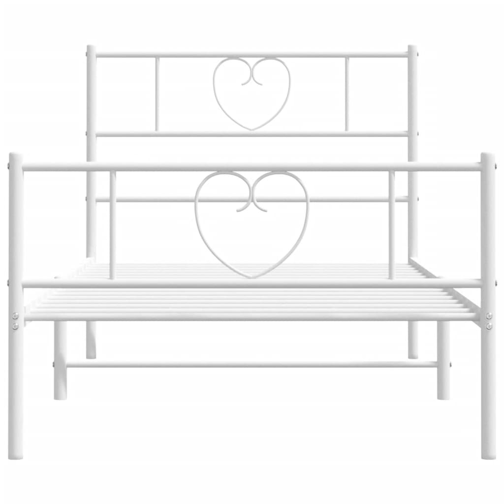 Cadre de lit métal sans matelas avec pied de lit blanc 75x190cm - XIOS