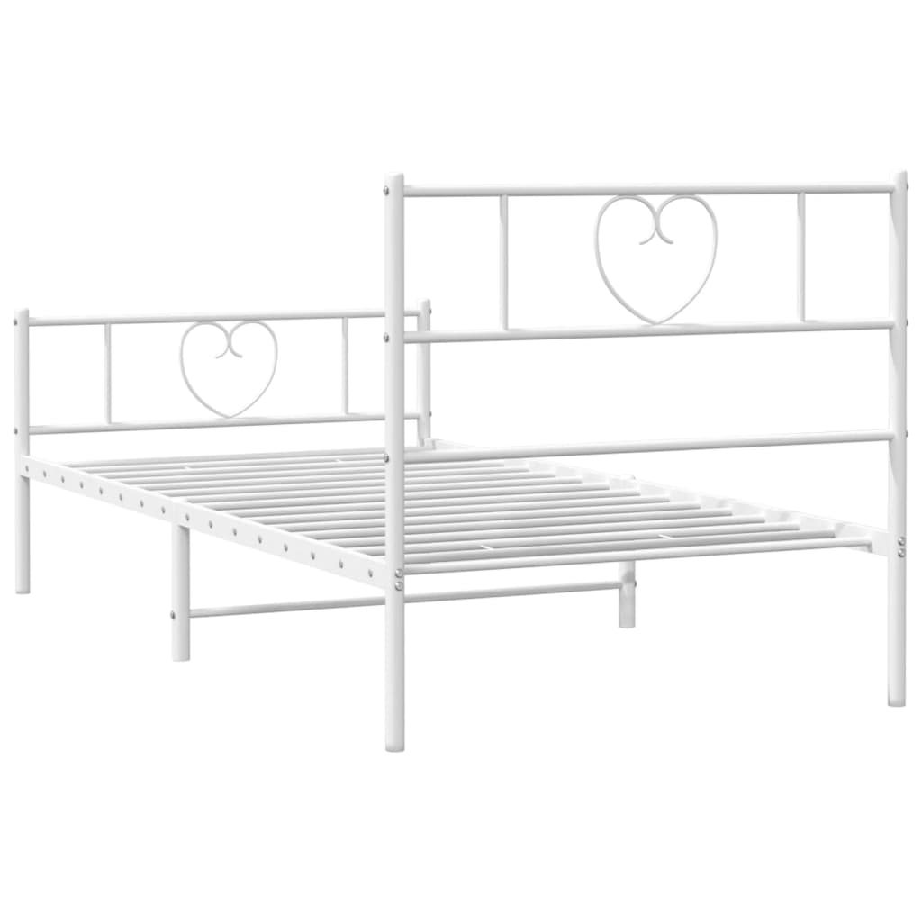 Cadre de lit métal sans matelas avec pied de lit blanc 75x190cm - XIOS