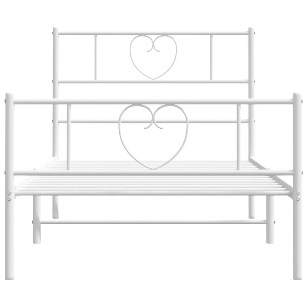 Cadre de lit métal sans matelas avec pied de lit blanc 90x190cm - XIOS