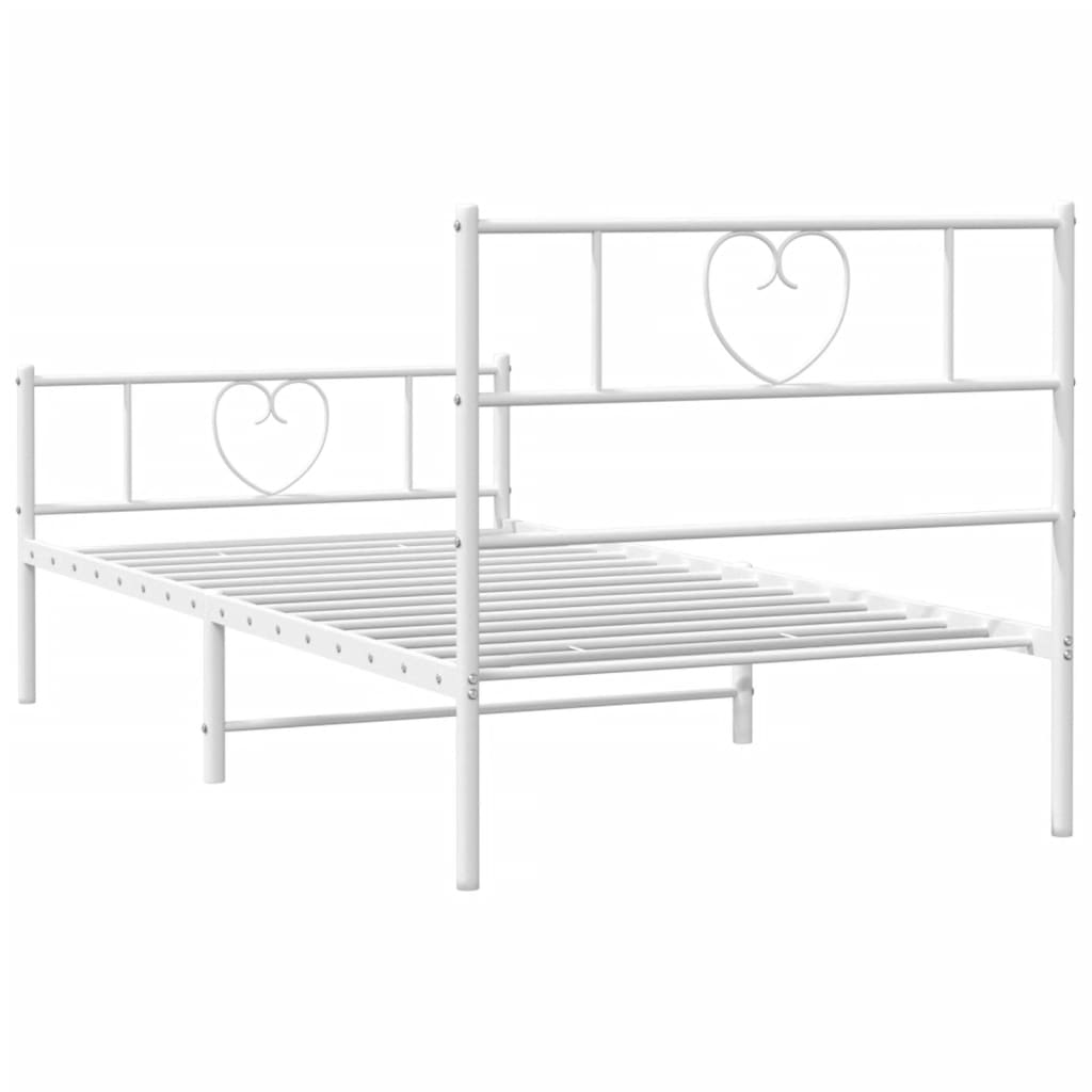 Cadre de lit métal sans matelas avec pied de lit blanc 90x190cm - XIOS