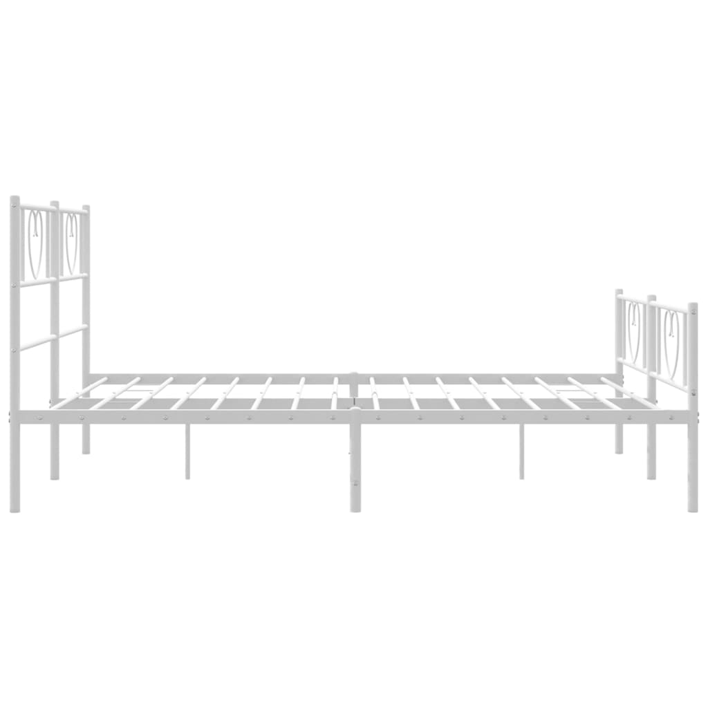 Cadre de lit métal sans matelas et pied de lit blanc 140x200 cm - XIOS