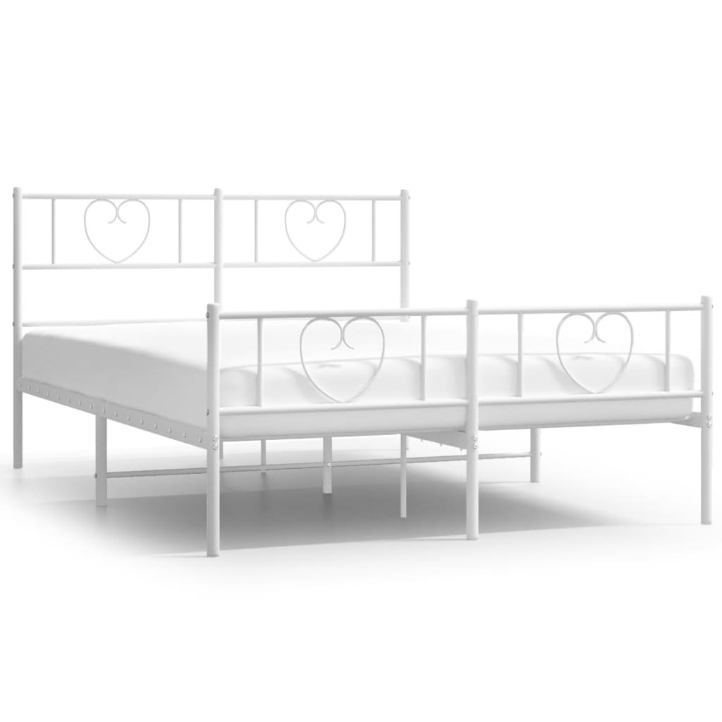 Cadre de lit métal sans matelas et pied de lit blanc 160x200 cm - XIOS
