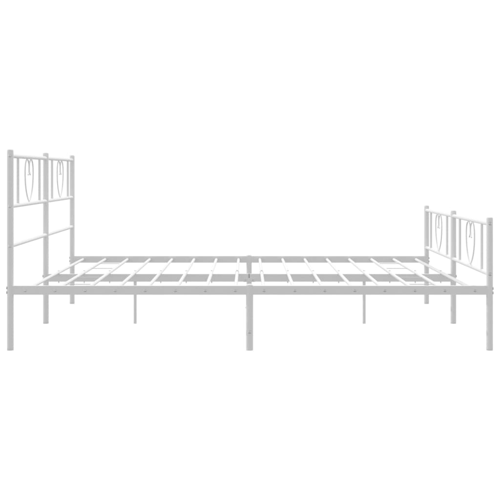 Cadre de lit métal sans matelas et pied de lit blanc 180x200 cm - XIOS