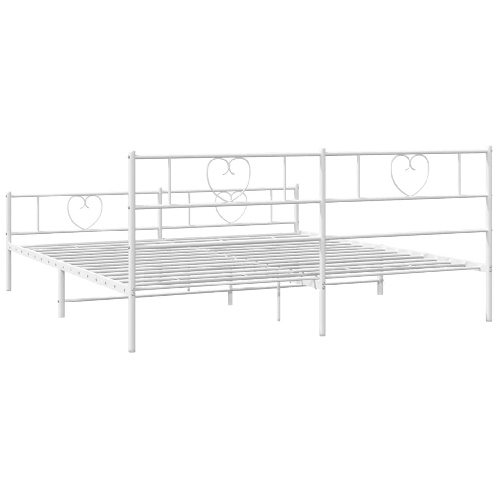 Cadre de lit métal sans matelas et pied de lit blanc 180x200 cm - XIOS