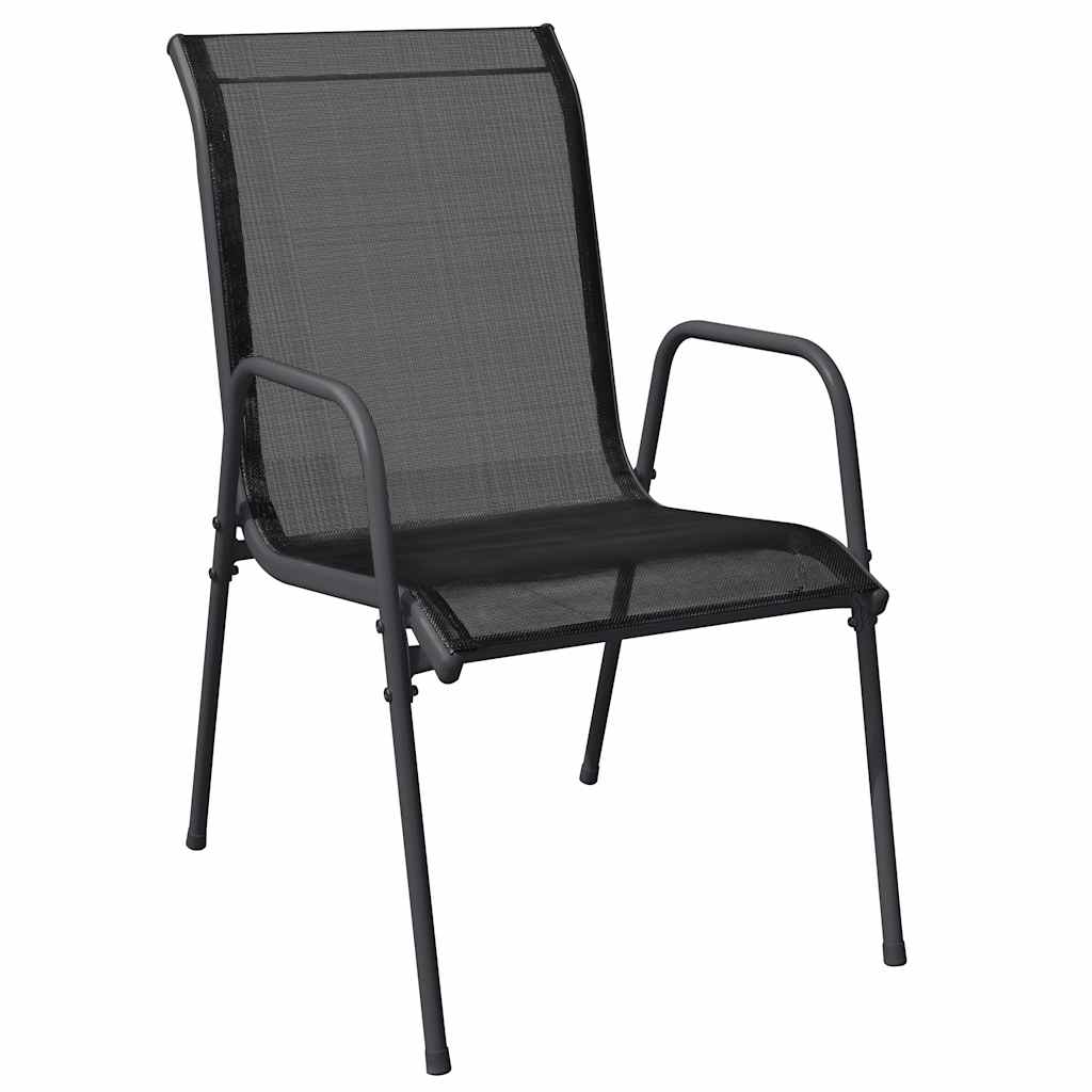 Ensemble à manger de jardin 7 pcs noir textilène et acier