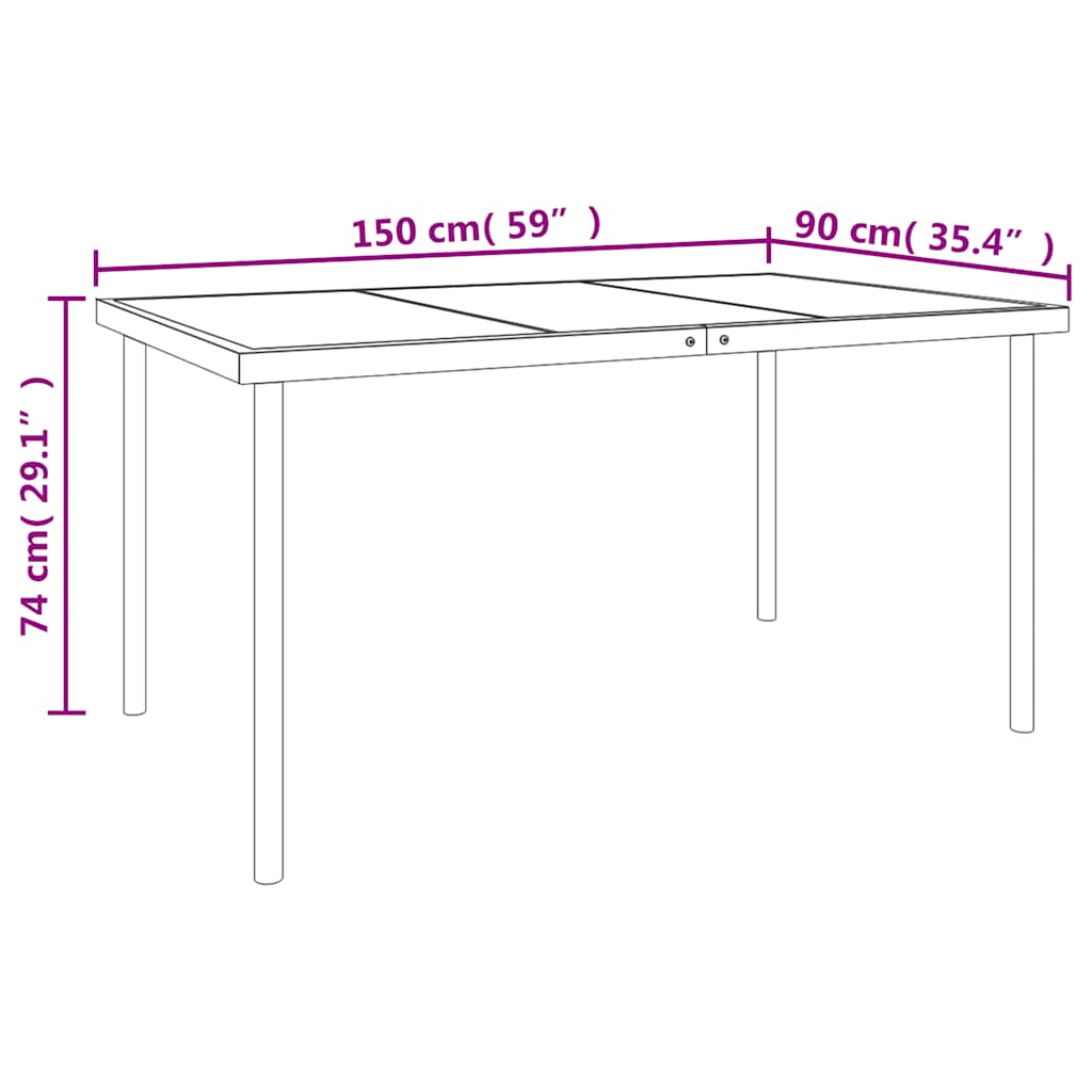 Ensemble à manger de jardin 7 pcs noir textilène et acier