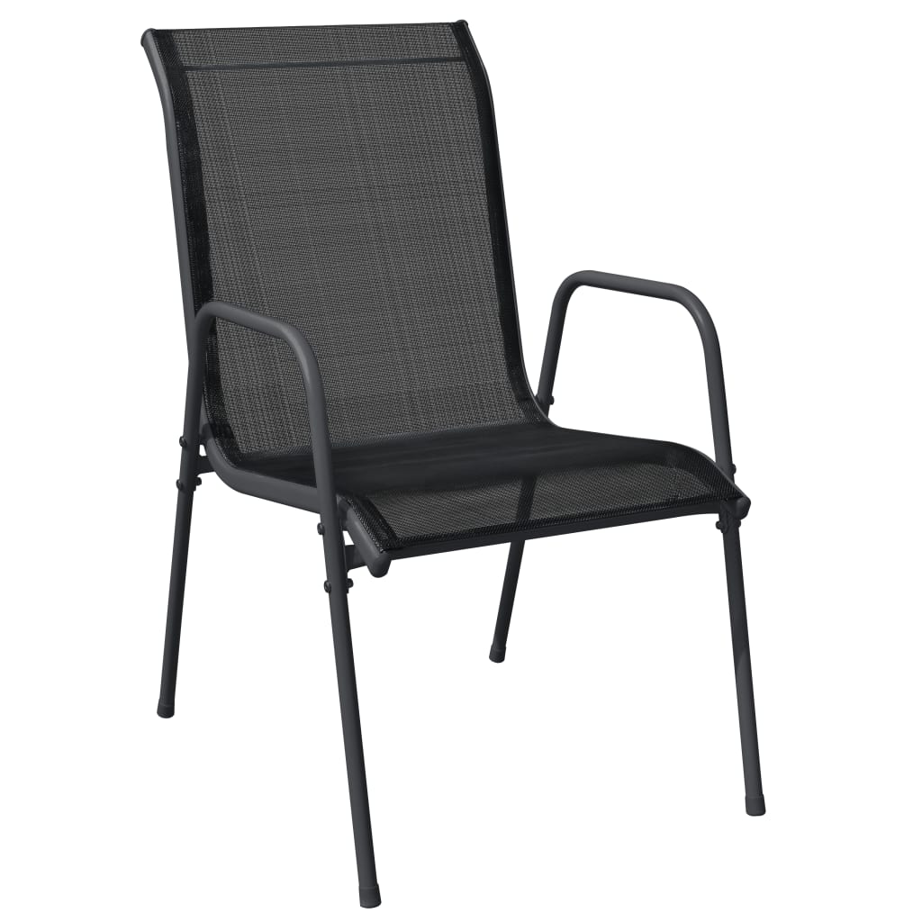 Ensemble à manger de jardin 7 pcs noir textilène et acier