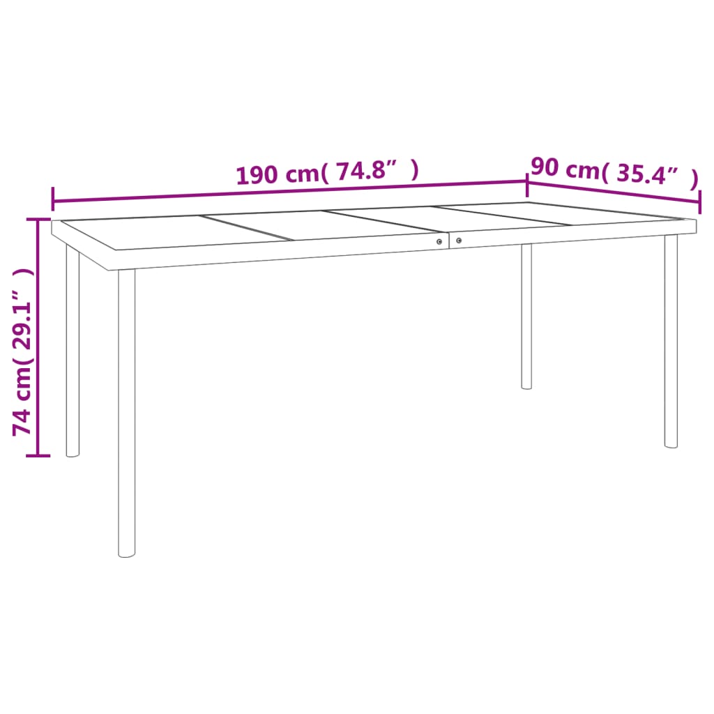Ensemble à manger de jardin 7 pcs noir textilène et acier