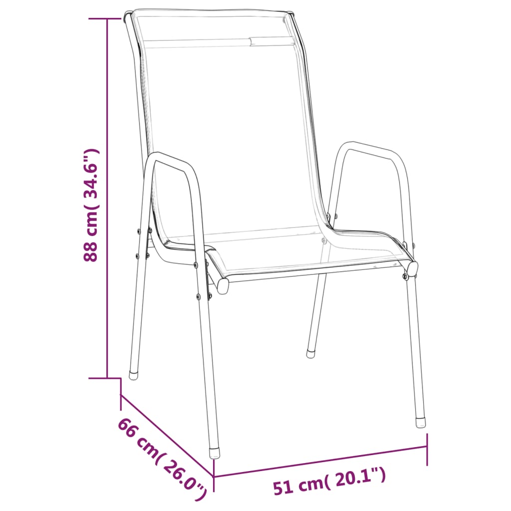 Ensemble à manger de jardin 3 pcs noir textilène et acier