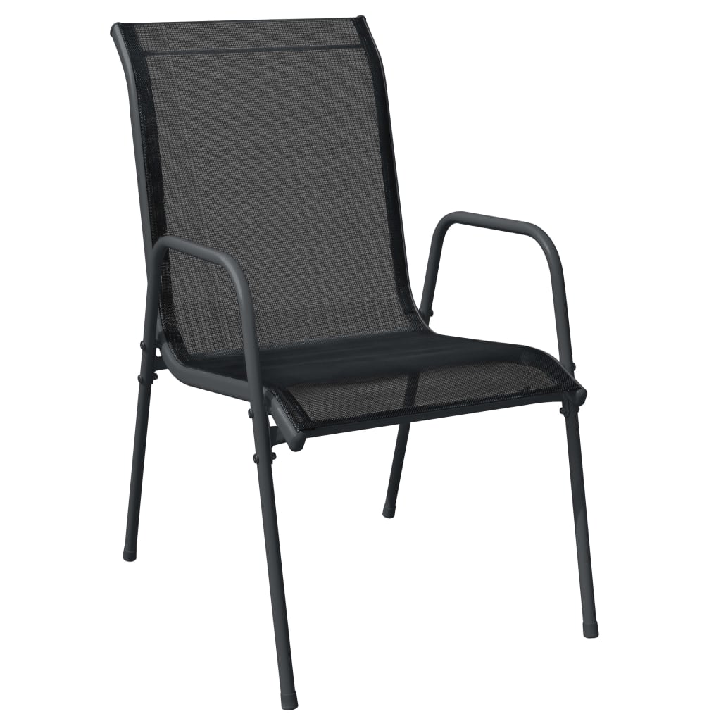 Ensemble à manger de jardin 7 pcs noir textilène et acier