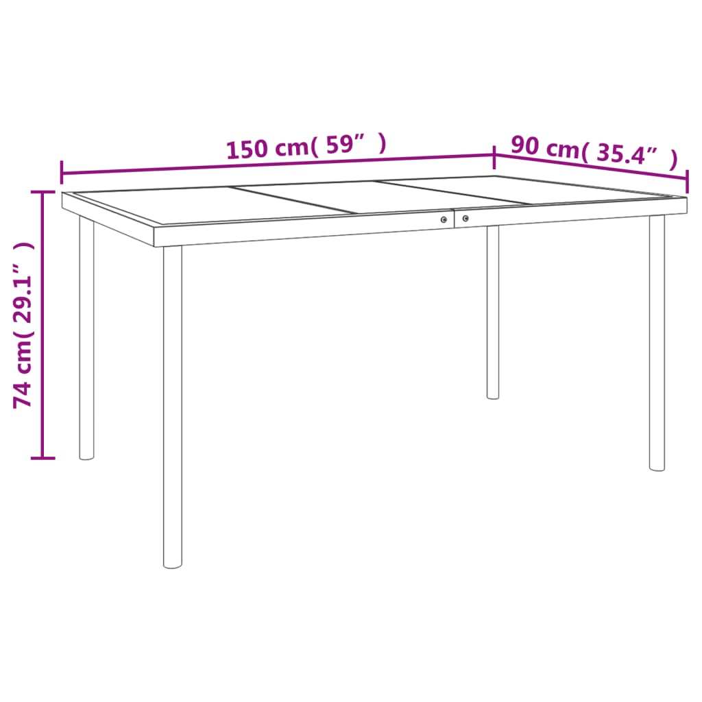 Ensemble à manger de jardin 7 pcs noir textilène et acier