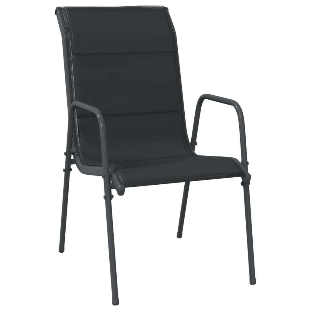 Ensemble à manger de jardin 7 pcs noir textilène et acier