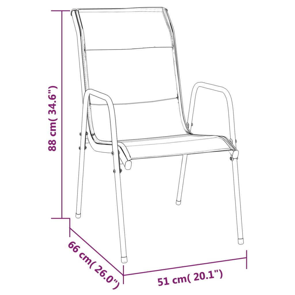 Ensemble à manger de jardin 7 pcs noir textilène et acier