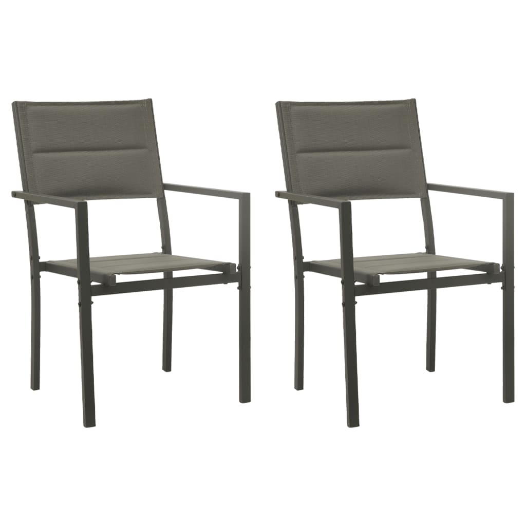Ensemble à manger de jardin 3 pcs noir textilène et acier