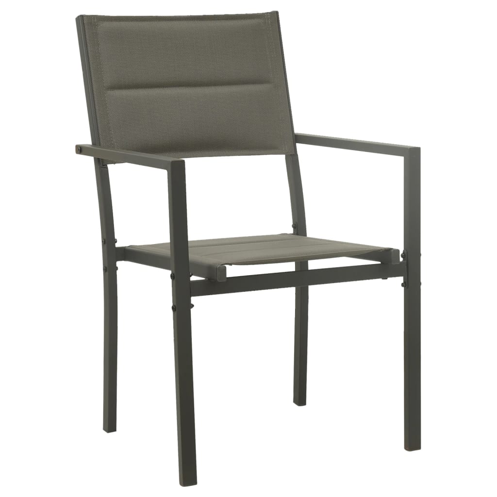 Ensemble à manger de jardin 3 pcs noir textilène et acier