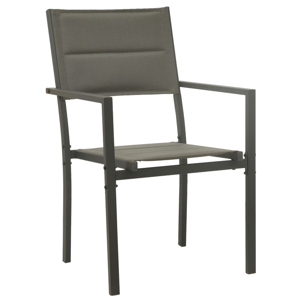 Ensemble à manger de jardin 3 pcs noir textilène et acier