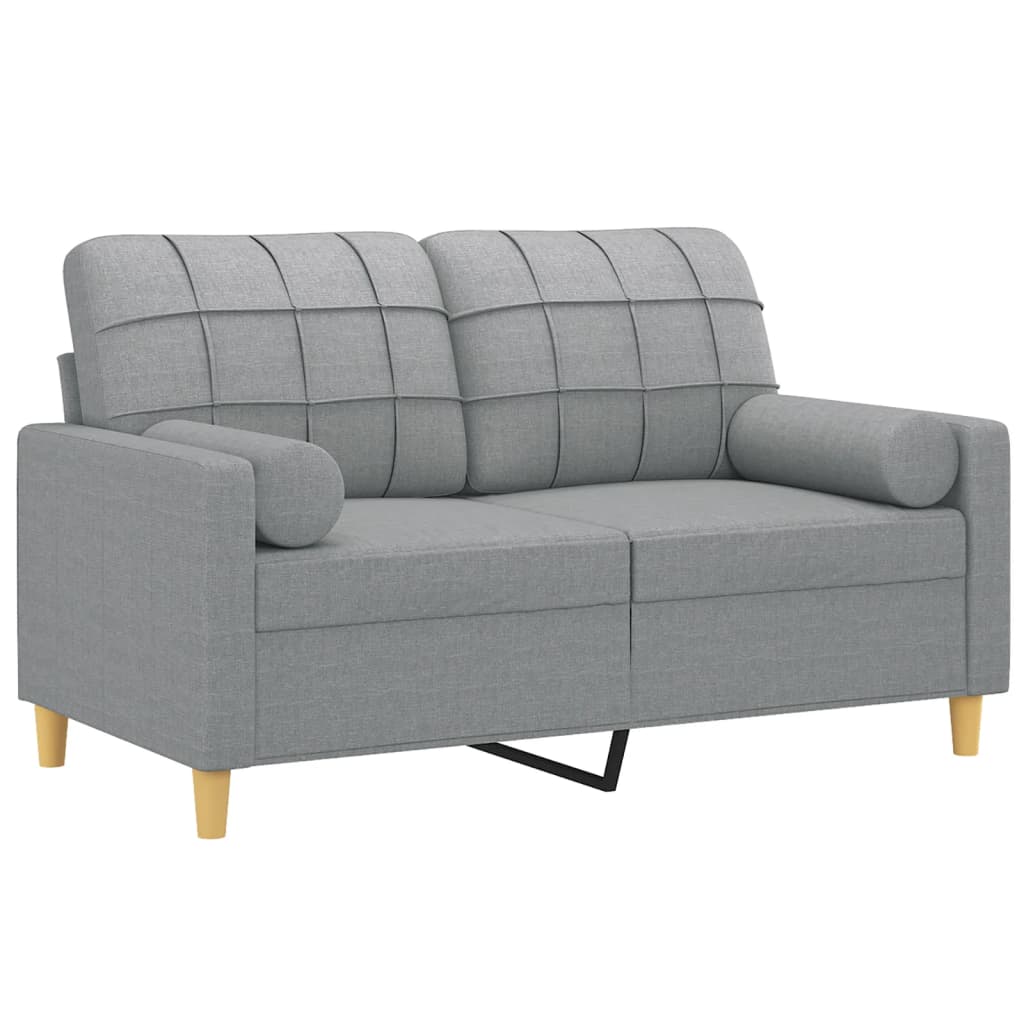 Canapé 2 places avec oreillers gris clair 120 cm tissu - XIOS