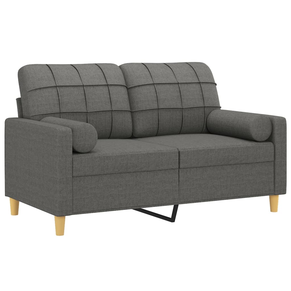 Canapé 2 places avec oreillers gris foncé 120 cm tissu - XIOS