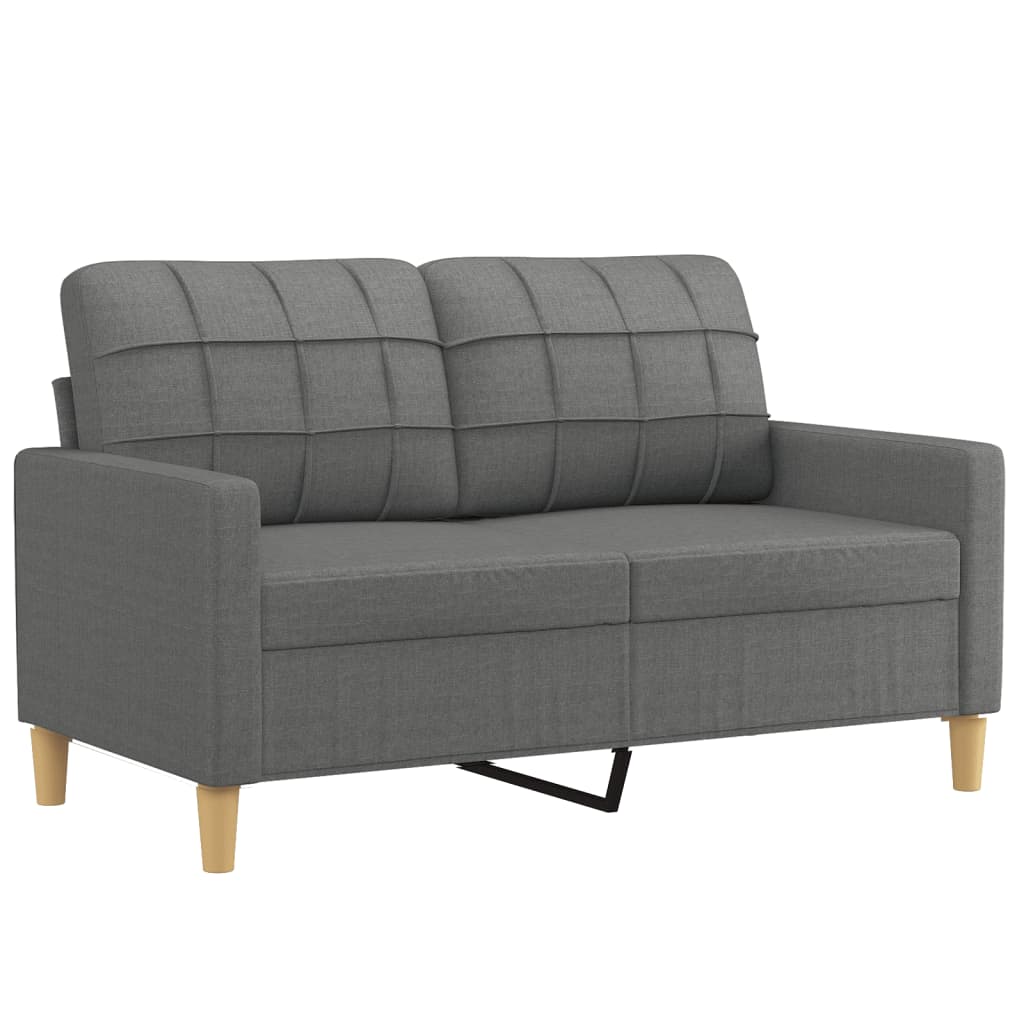 Canapé 2 places avec oreillers gris foncé 120 cm tissu - XIOS