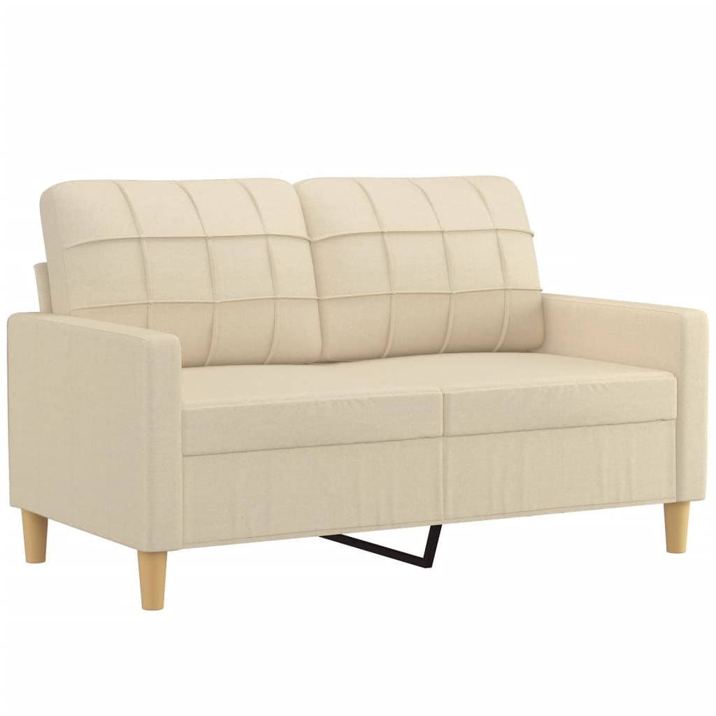 Canapé 2 places avec oreillers décoratifs crème 120 cm tissu - XIOS