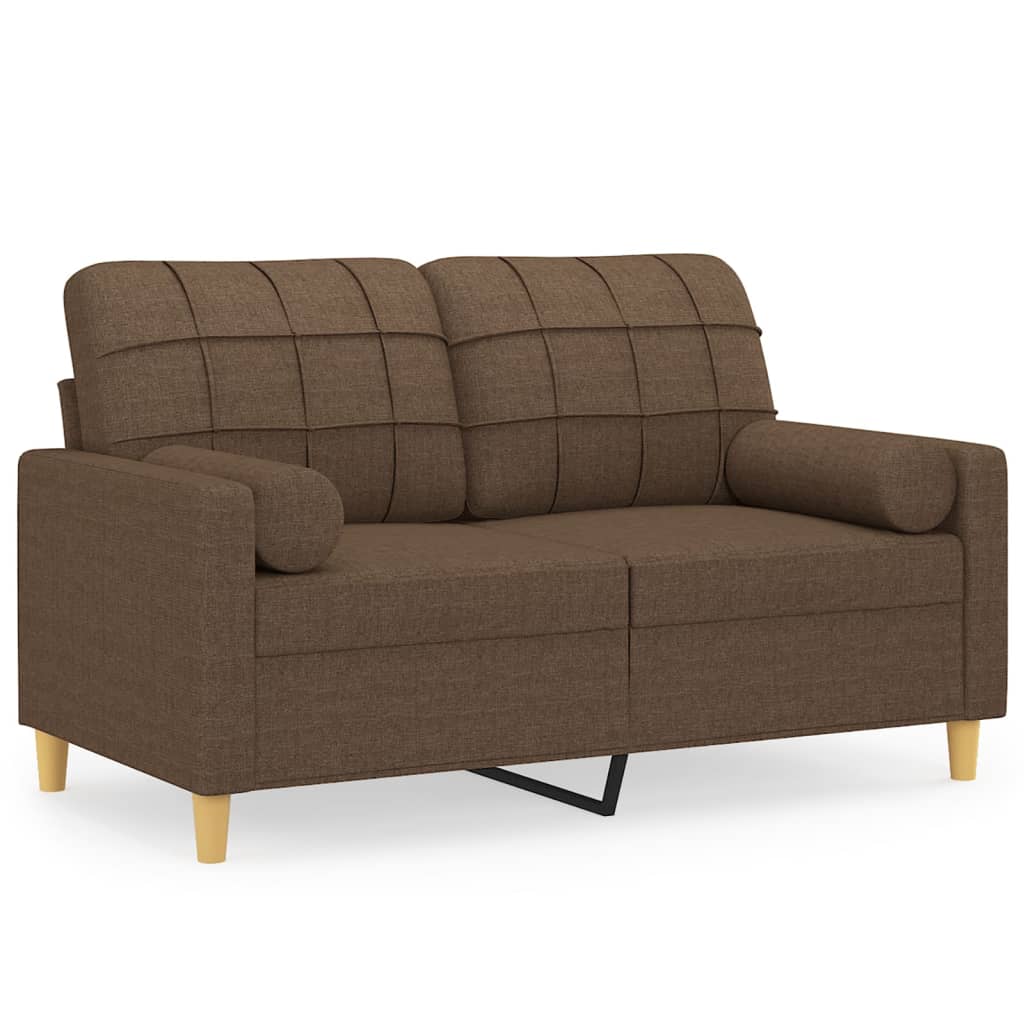 Canapé 2 places avec oreillers décoratifs marron 120 cm tissu - XIOS