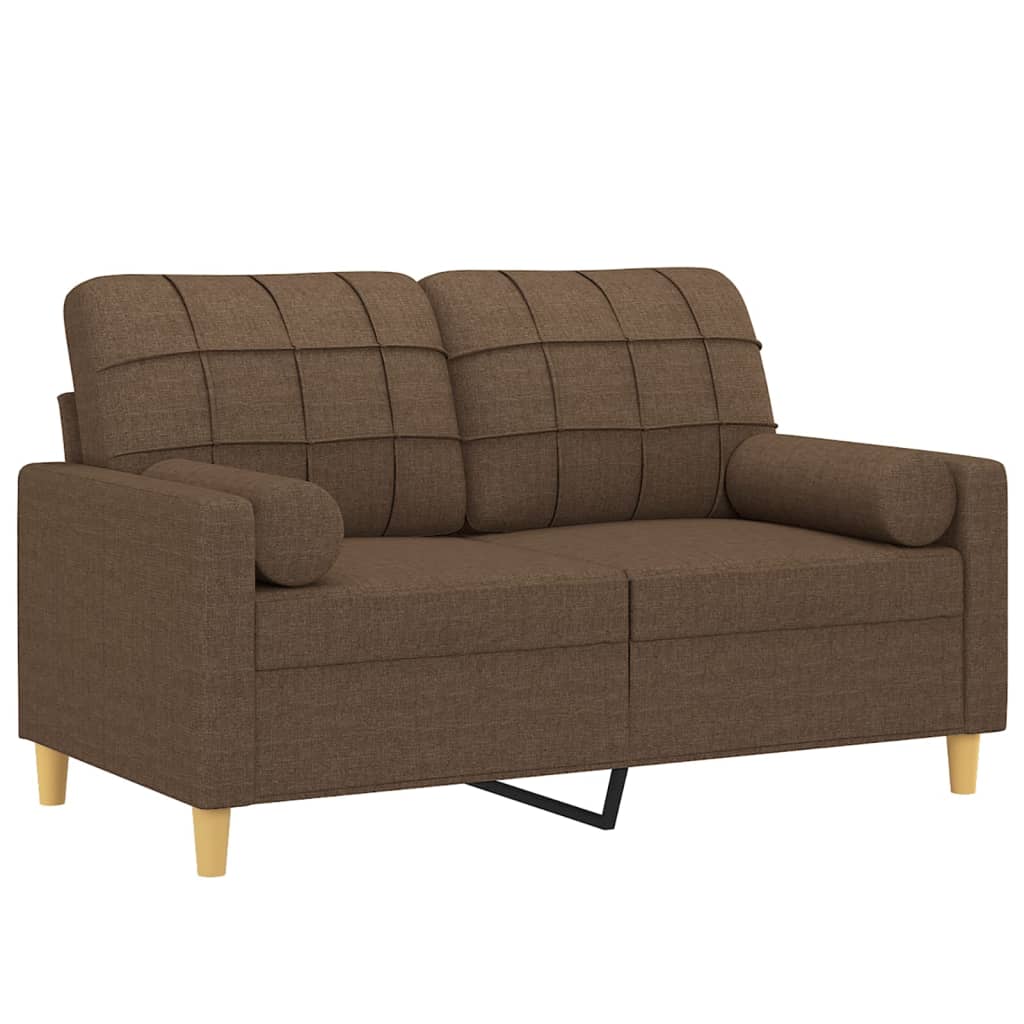 Canapé 2 places avec oreillers décoratifs marron 120 cm tissu - XIOS