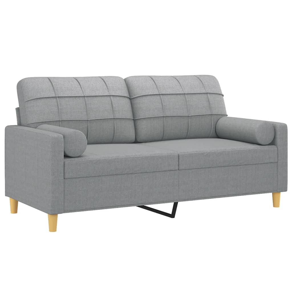 Canapé 2 places avec oreillers gris clair 140 cm tissu - XIOS