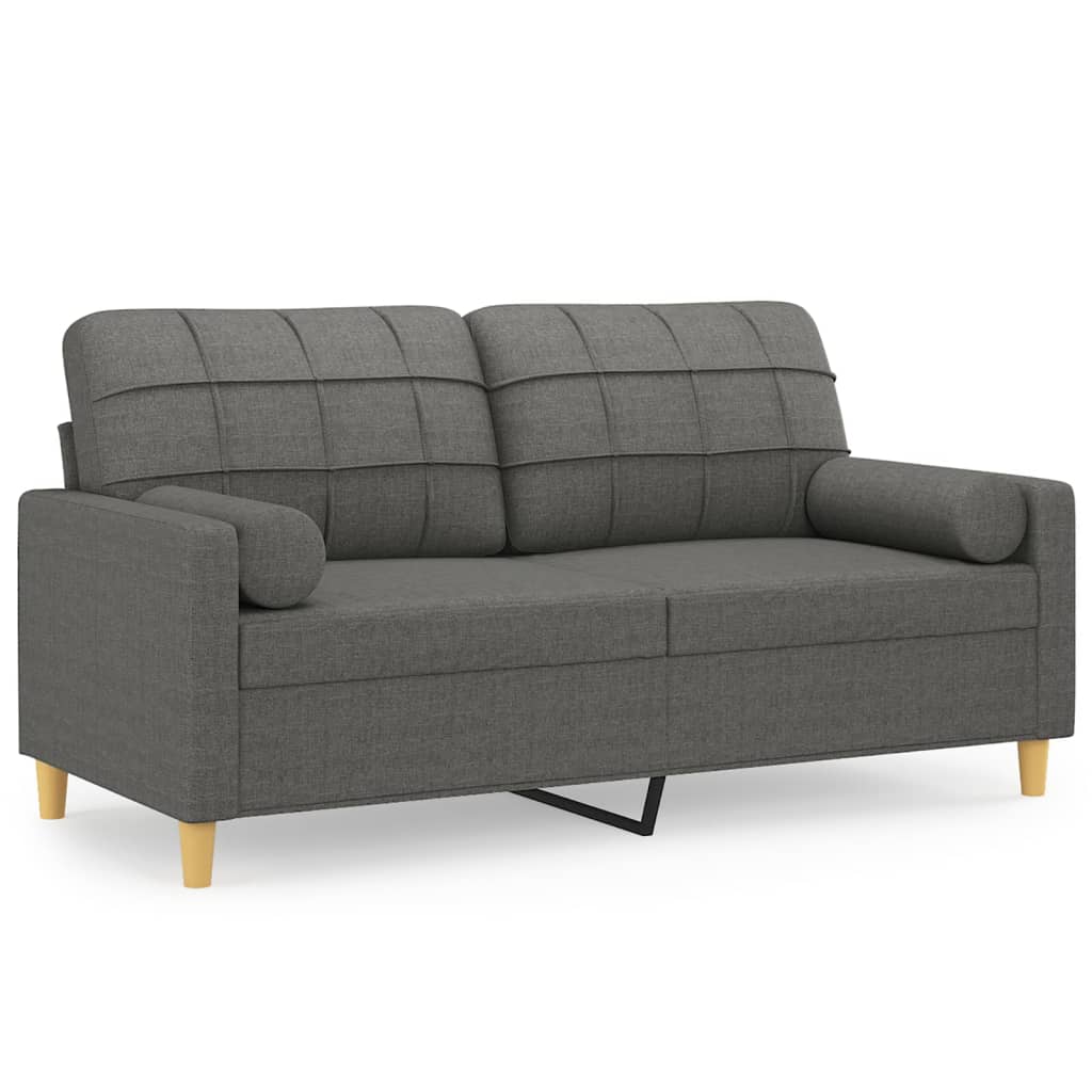 Canapé 2 places avec oreillers gris foncé 140 cm tissu - XIOS