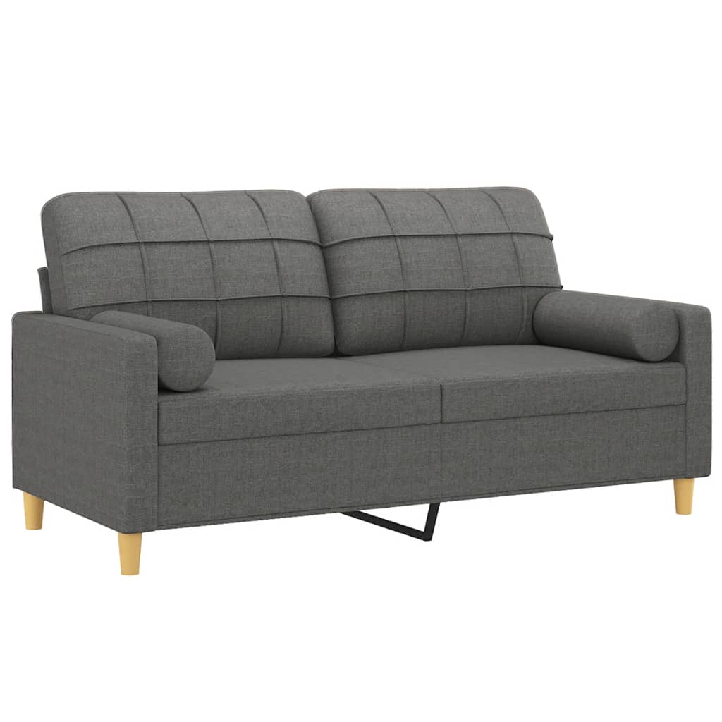 Canapé 2 places avec oreillers gris foncé 140 cm tissu - XIOS