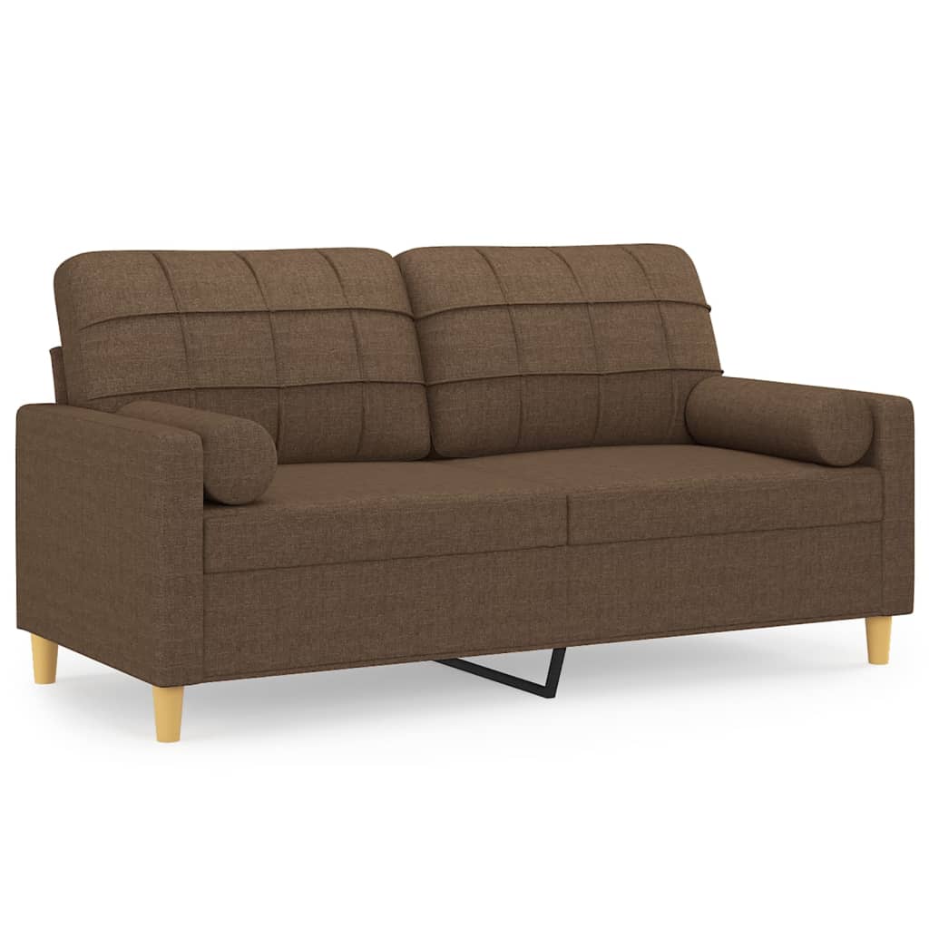 Canapé 2 places avec oreillers décoratifs marron 140 cm tissu - XIOS