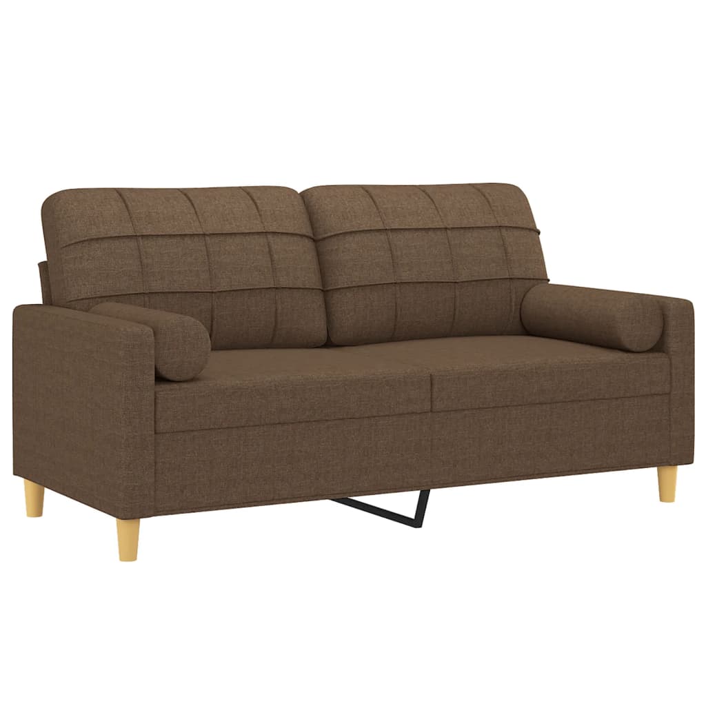 Canapé 2 places avec oreillers décoratifs marron 140 cm tissu - XIOS
