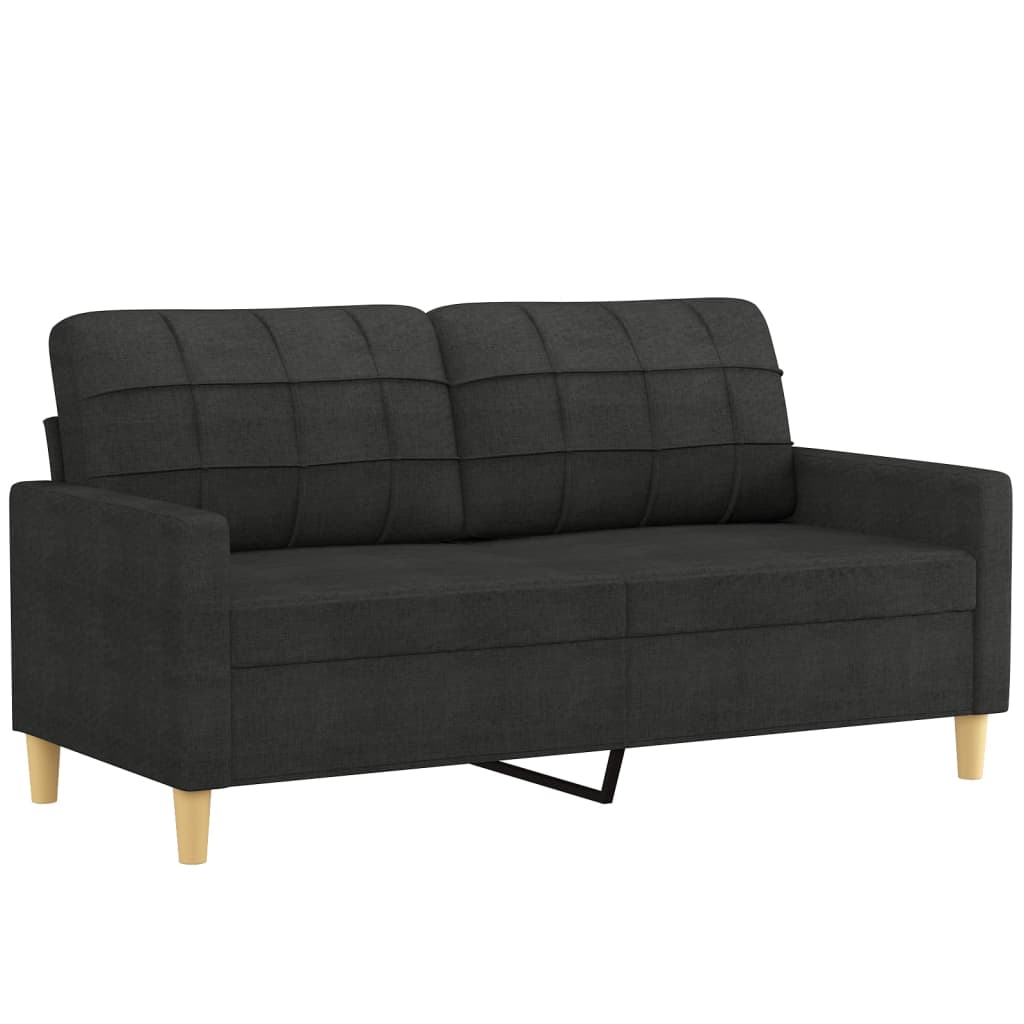 Canapé 2 places avec oreillers décoratifs noir 140 cm tissu - XIOS