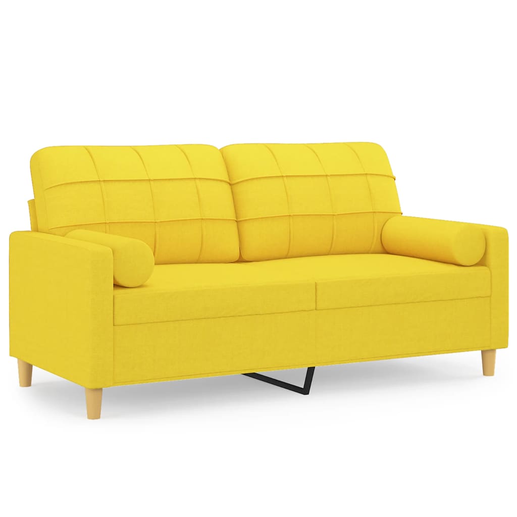 Canapé 2 places avec oreillers jaune clair 140 cm tissu - XIOS