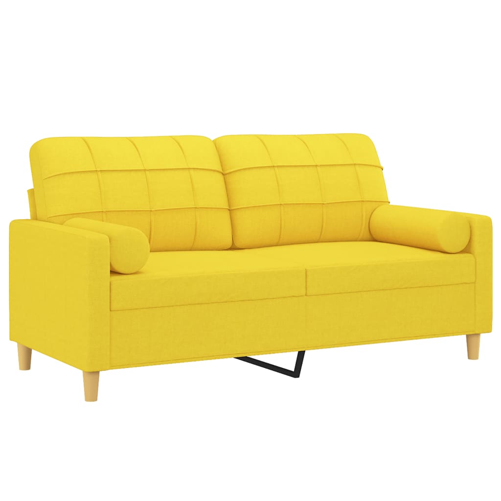 Canapé 2 places avec oreillers jaune clair 140 cm tissu - XIOS