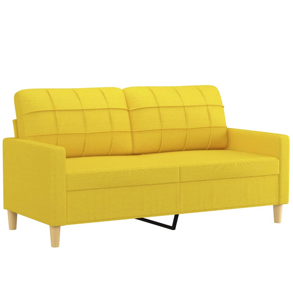 Canapé 2 places avec oreillers jaune clair 140 cm tissu - XIOS