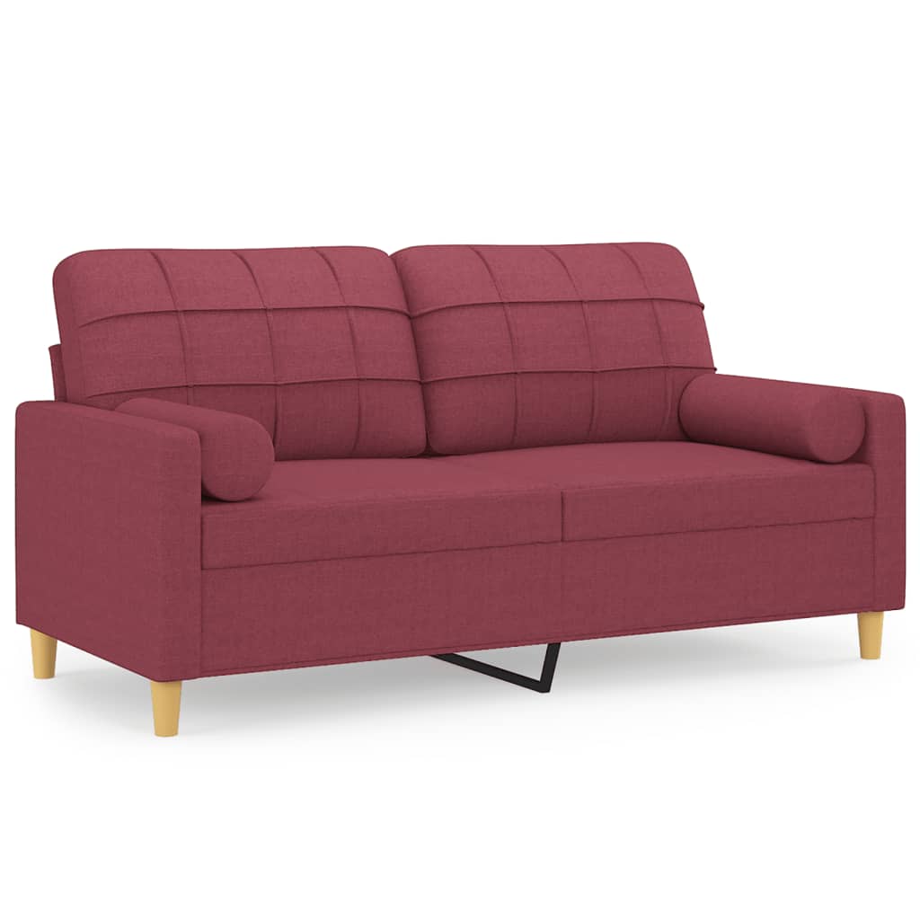 Canapé 2 places avec oreillers bordeaux 140 cm tissu - XIOS