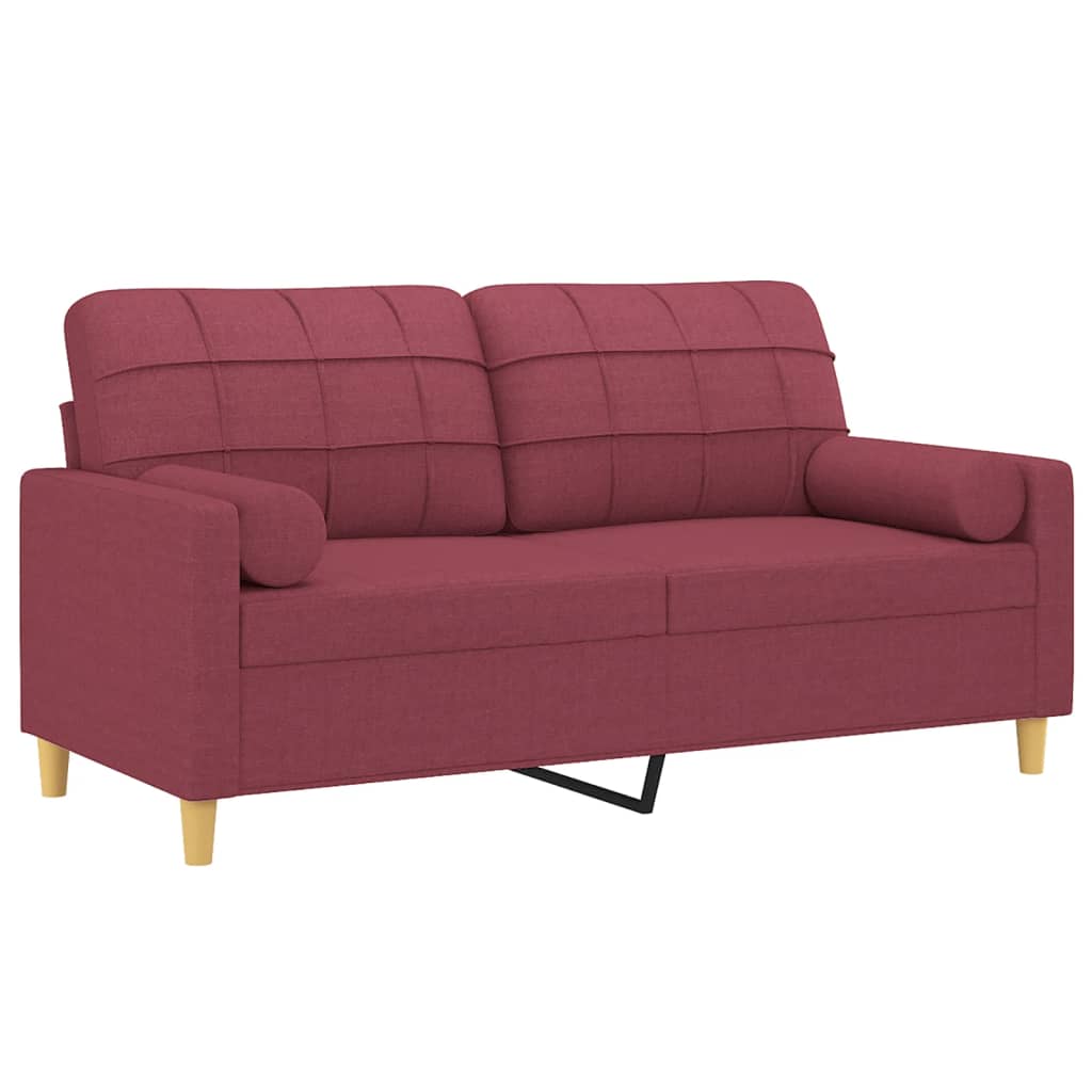 Canapé 2 places avec oreillers bordeaux 140 cm tissu - XIOS