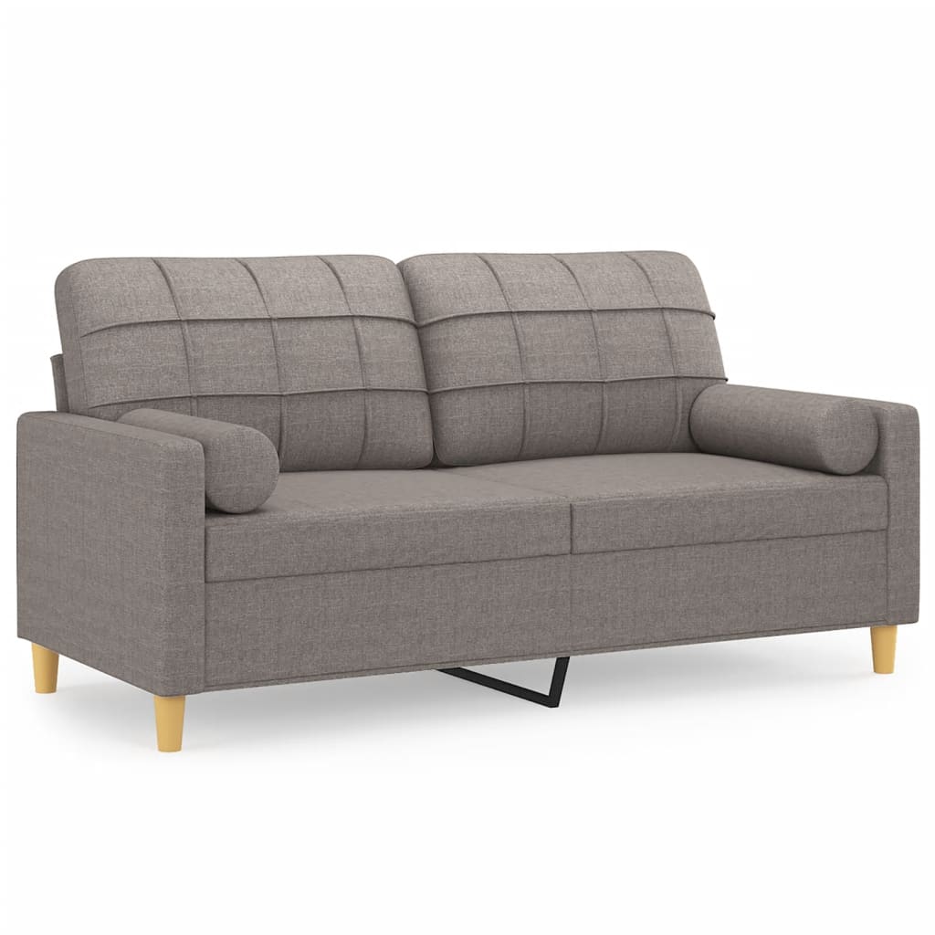Canapé 2 places avec oreillers décoratifs taupe 140 cm tissu - XIOS