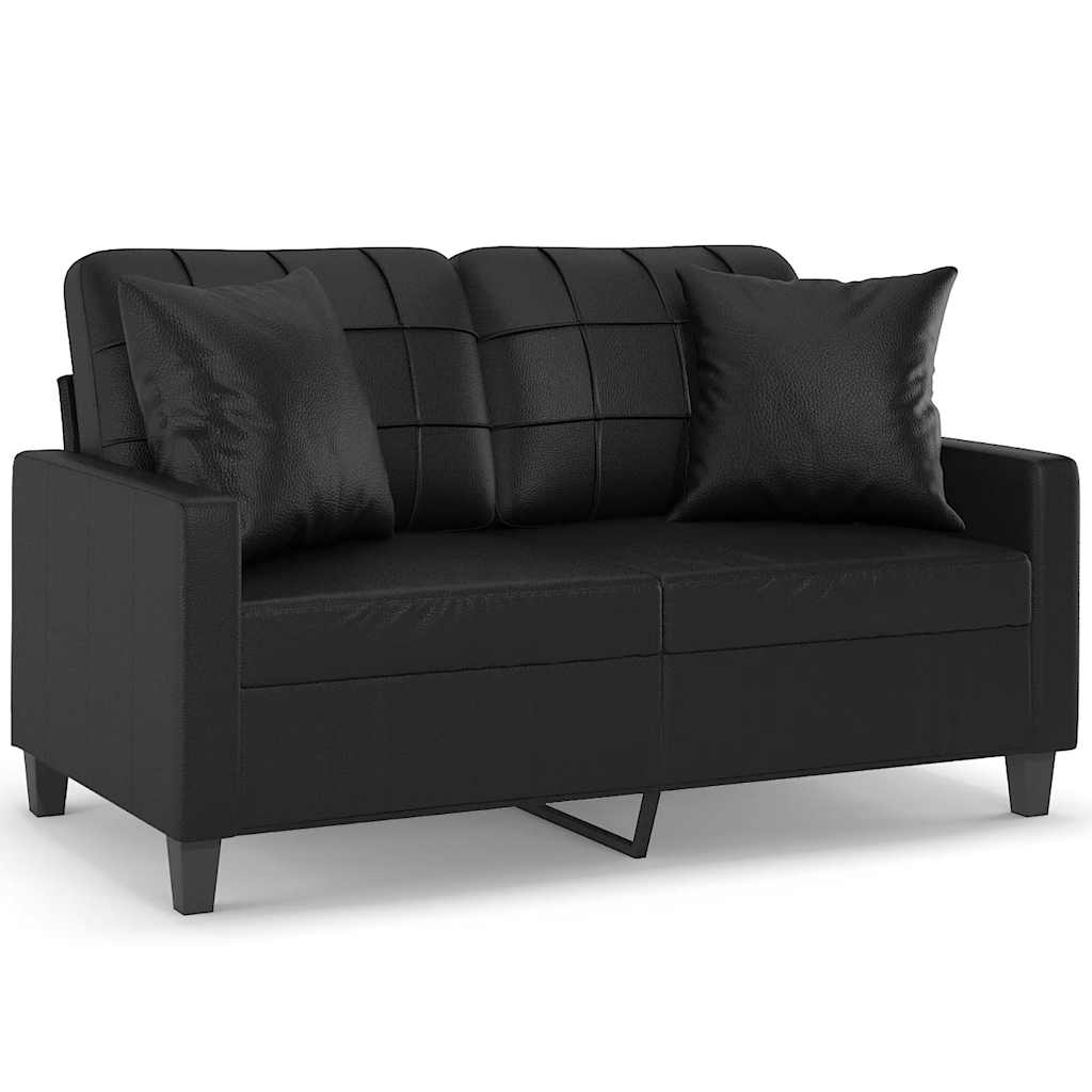 Canapé 2 places avec oreillers décoratifs noir 120cm similicuir - XIOS