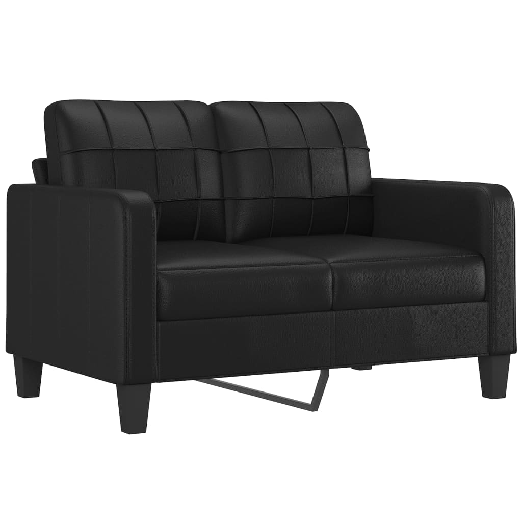 Canapé 2 places avec oreillers décoratifs noir 120cm similicuir - XIOS