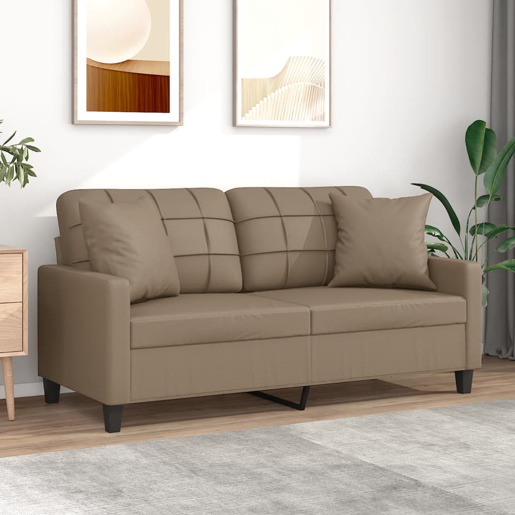 Canapé 2 places avec oreillers cappuccino 140 cm similicuir - XIOS