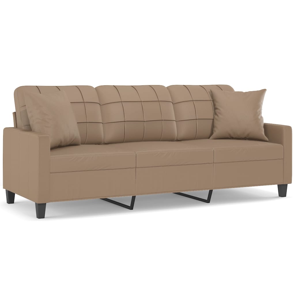 Canapé 3 places avec oreillers cappuccino 180 cm similicuir - XIOS