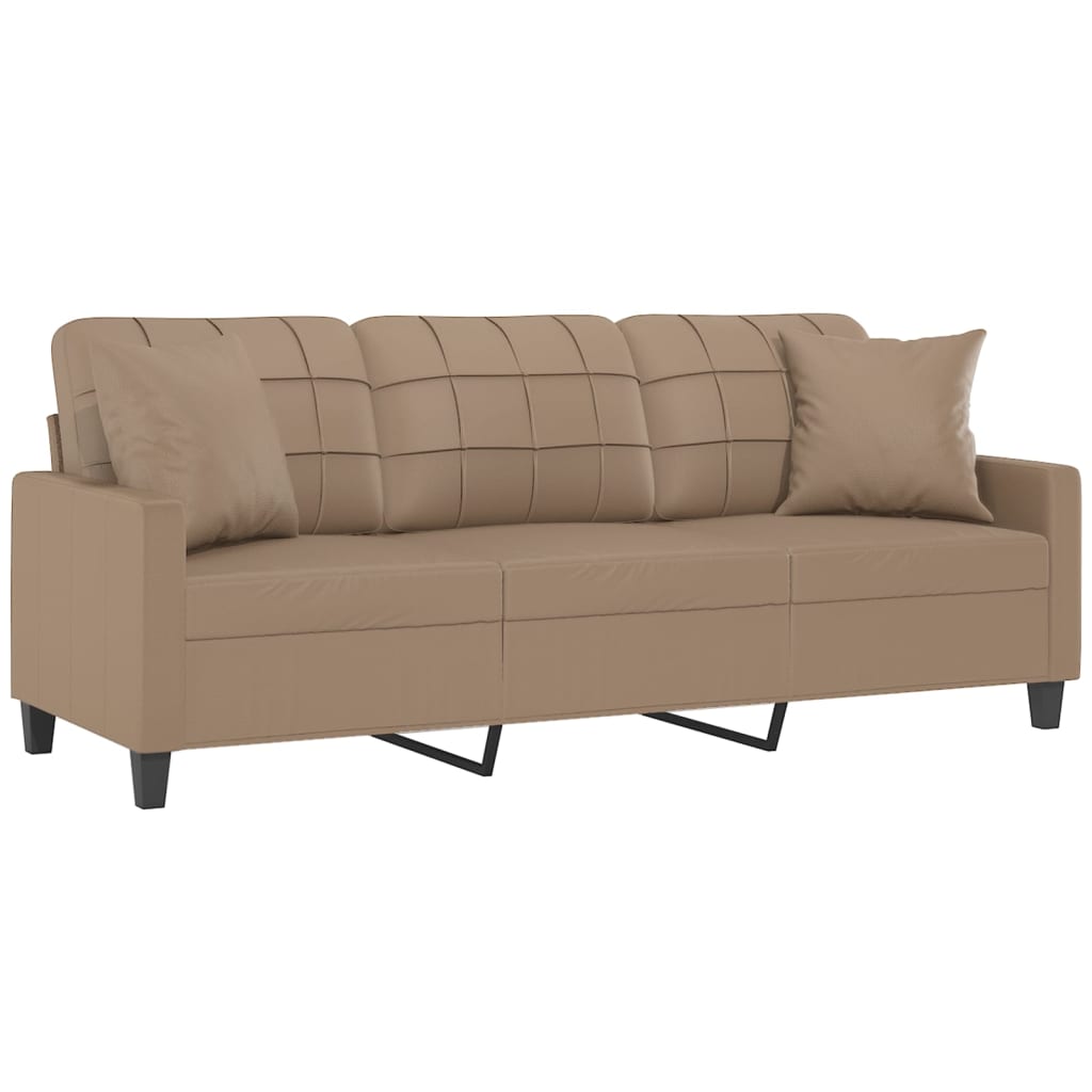 Canapé 3 places avec oreillers cappuccino 180 cm similicuir - XIOS