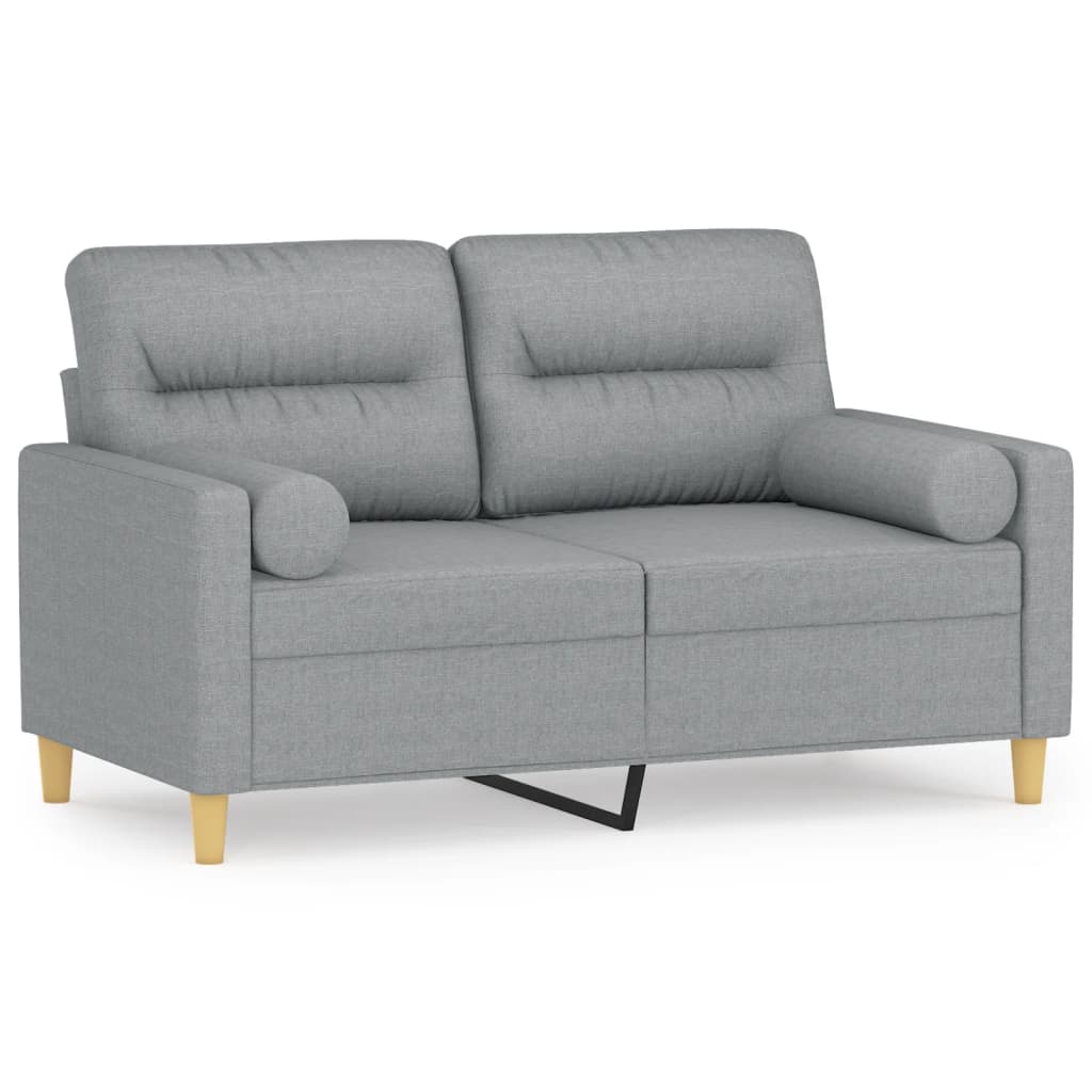 Canapé 2 places avec oreillers gris clair 120 cm tissu - XIOS