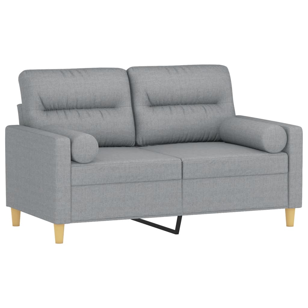 Canapé 2 places avec oreillers gris clair 120 cm tissu - XIOS