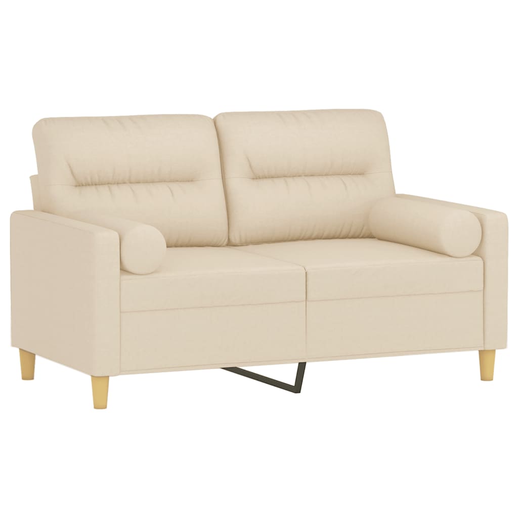 Canapé 2 places avec oreillers décoratifs crème 120 cm tissu - XIOS